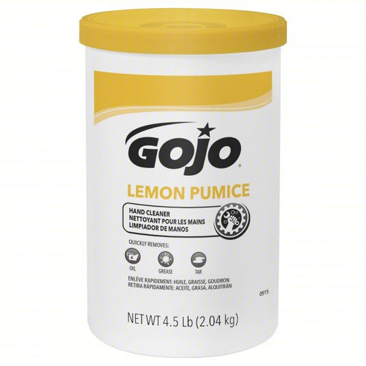 GOJO Lemon Pumice Hand Cleaner, Lemon Scent, 4.5 lb Tub, 6/Carton (0915)