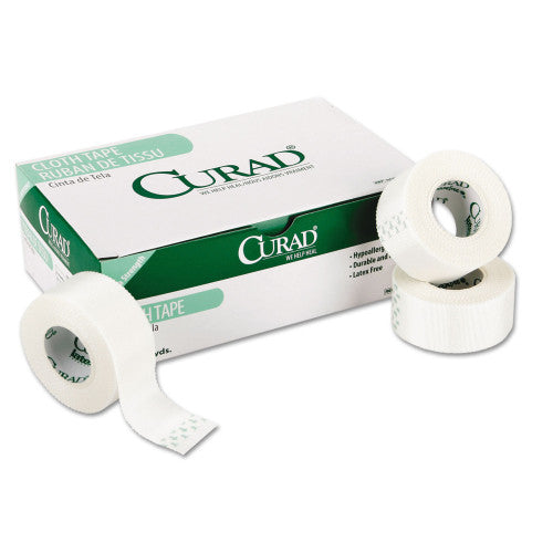 First Aid Cloth Silk Tape, Heavy-Duty, Acrylic/Silk, 1" x 10 yds, White, 12/Pack (NON270101)
