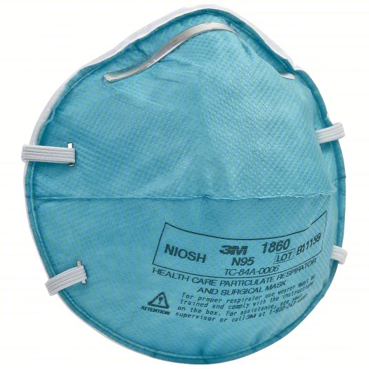 Disposable Respirator: Level 2, Molded, M Mask Size, Dual, Non-Adj, Metal Nose Clip, Std, 3M, 20 PK (4MH50)