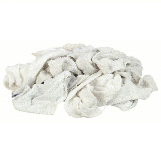 Cloth Rag: Terry Cloth, New, White, Varies, 25 lb Wt (3U588)