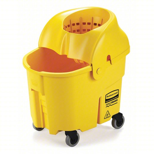Mop Bucket and Wringer: Funnel, 8 3/4 gal Capacity, Plastic, Yellow (5NY94)