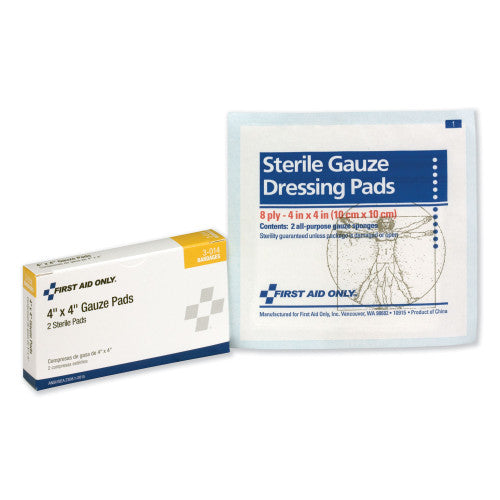 Dressing Gauze Pads, Sterile, 4 x 4, Non-Adhering, 2/Box (3014)