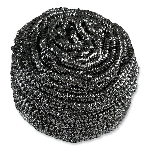 Scrubber: Stainless Steel, 3 in Lg, 3 in Wd, 1 in Ht, Silver, 6 PK (2NTH9)