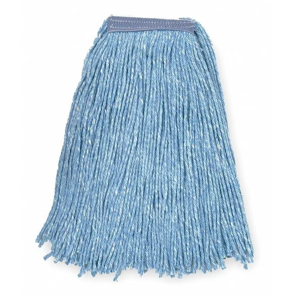 1 in String Wet Mop, 12 oz Dry Wt, Clamp/Quick Change/Side-Gate Connection, Cut-End, Blue, Cotton (G2332547)