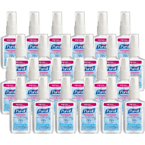 PURELL Advanced Gel Hand Sanitizer, 2 oz Pump Bottle, Refreshing Scent, 24/Carton (960624)