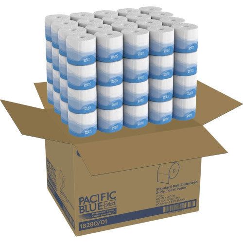 Georgia Pacific Professional Pacific Blue Select Bathroom Tissue, Septic Safe, 2-Ply, White, 550 Sheets/Roll, 80 Rolls/Carton (1828001)