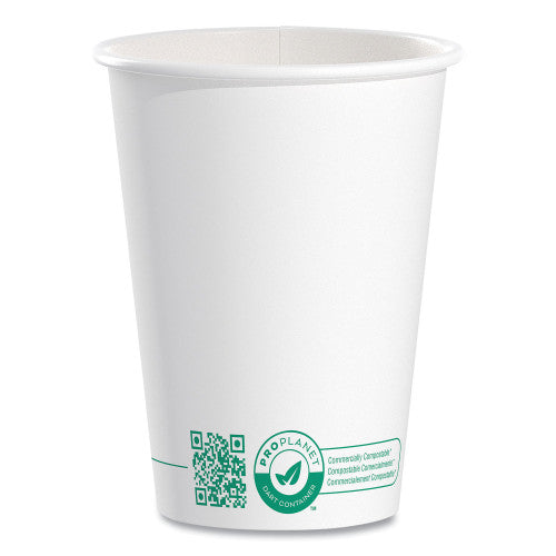 SOLO Compostable Paper Hot Cups, ProPlanet Seal, 12 oz, White/Green, 50/Pack (412PLAPLATPK)