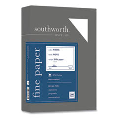 Southworth® 25% Cotton Business Paper, 95 Bright, 20 lb Bond Weight, 8.5 x 11, White (SOU403C)