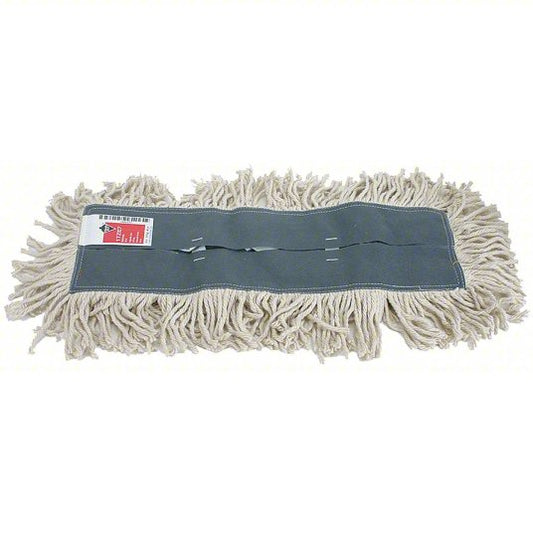 Dust Mop: Tie On, Cotton, 24 in Wd, 5 in Dp, Gray/White, Slide On, Disposable (1TZE8)