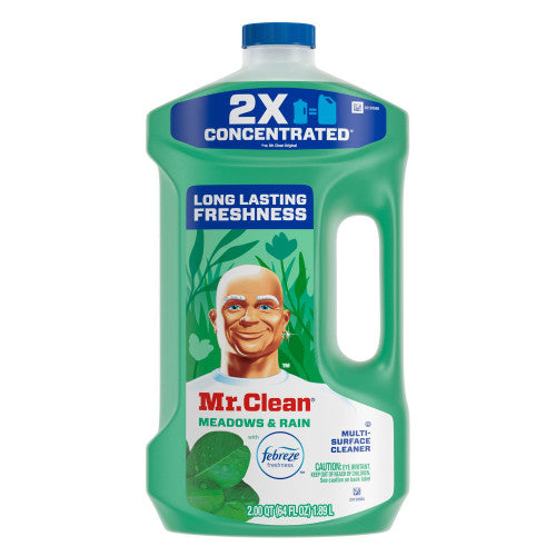 Mr. Clean Multipurpose Cleaning Solution with Febreze, Meadows and Rain, 64 oz Bottle, 4/Carton (10725)