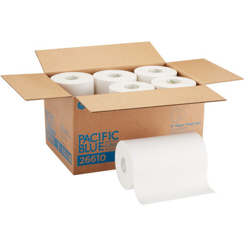 Georgia Pacific Blue Ultra 9" Paper Towel Rolls, White, 6 Rolls/Carton (26610)