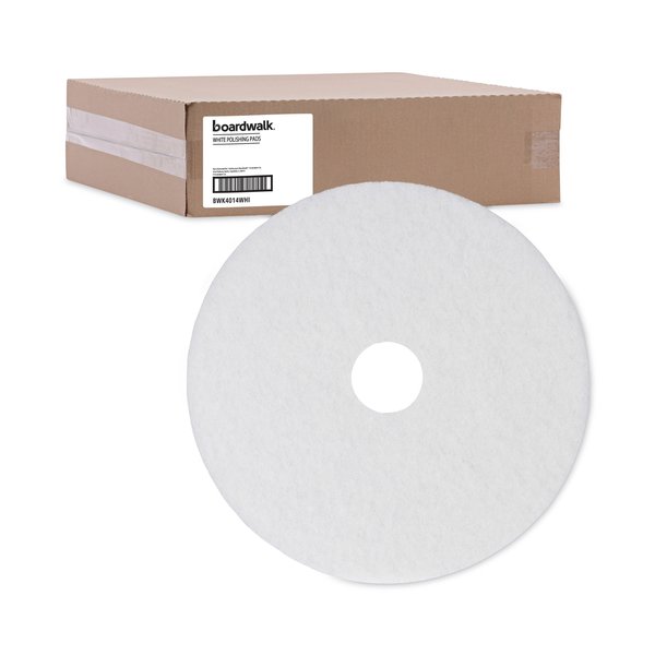 Polishing Floor Pads, 14" Diameter, White, 5/Carton (4014WHI)