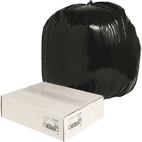 Nature Saver Black Low-density Recycled Can Liners Large Size - 45 gal Capacity - 46" Length x 40" Width x 1.25 mil (32 Micron) Thickness - Low Density - Black - Plastic - Cleaning Supplies - Recycled - 100 / Carton (00990)