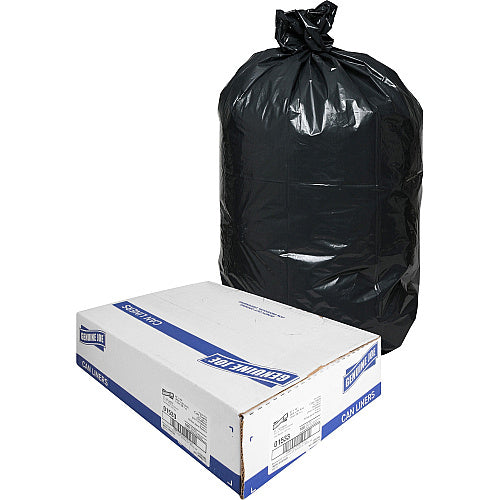 Genuine Joe Heavy-Duty Can Liners, Low-Density, 33 gal, 1.5 mil, 33 x 40 in, Black, 100/Carton (GJO01533)