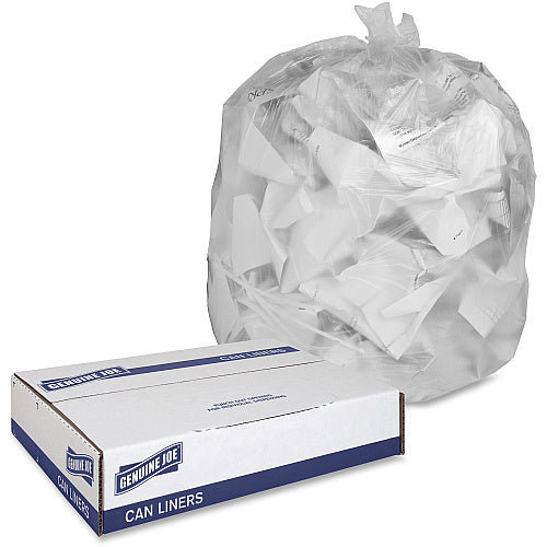 Genuine Joe Economy High-Density Can Liners, 10 gal, 6 microns, 24 x 24 in, Translucent, 1,000/Carton (GJO70010)