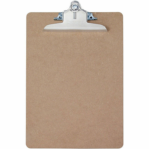 Saunders Brown Hardboard Clipboards 1" Clip Capacity - 8 1/2" x 11" Sheet Size - Spring Clip - Standard - Hardboard - Brown - 1 Each (05612)