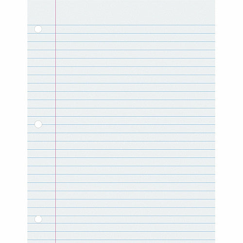 Pacon Ruled Composition Paper - Letter 500 Sheets - Wide Ruled Front Ruling - 0.38" Ruled - Red Margin - Letter - 8 1/2" x 11" Sheet Size - White Paper - Hole-punched - 500 / Ream (2402)