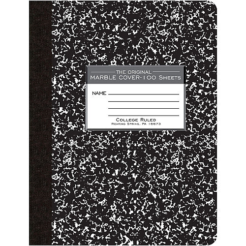 Roaring Spring College Ruled Hard Cover Composition Book 100 Sheets - 200 Pages - Printed - Sewn/Tapebound - Both Side Ruling Surface - Red Margin - 15 lb Basis Weight - 56 g/m² Grammage - 9 3/4" x 7 1/2" Sheet Size - 0.50" Height x 7.5" Widt (77264)