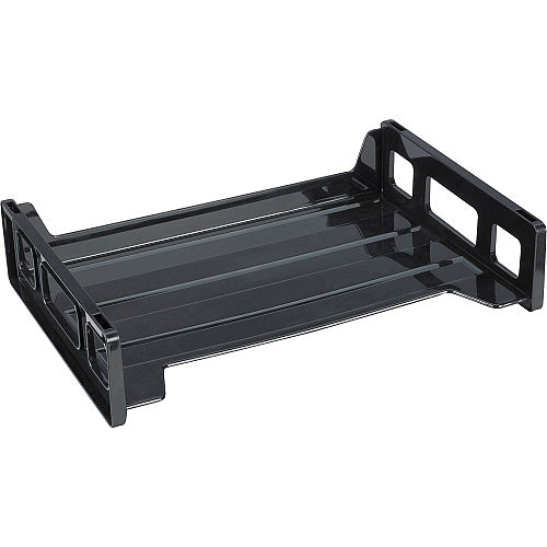 Business Source Side-loading Stackable Letter Trays Desktop - Stackable - 20% Recycled - Black - 1 Each (BSN42585)