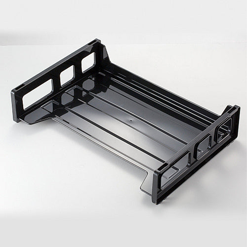 Officemate Side Load Letter Tray 1 Compartment(s) - 1 Tier(s) - 2.75" Height x 13.19" Width x 9" Depth - Stackable, Durable, Handle, Sturdy - 30% Recycled - Black - Plastic - 1 Each (OIC26052)