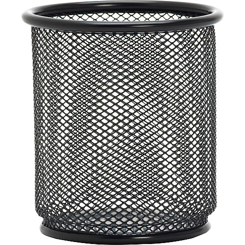Lorell Mesh Wire Pencil Cup Holder 3.5" Height x 3.9" Width - Steel - Black - 1 Each (LLR84149)