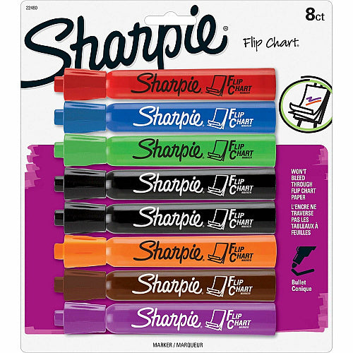 Sharpie Flip Chart Marker Bullet Marker Point - Assorted Ink - Water Based - 8 / Pack (SAN22480PP)