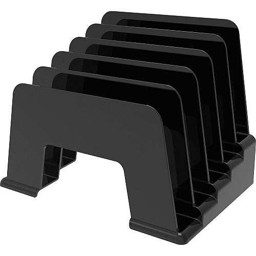 Deflecto Sustainable Office Small Incline Sorter 5 Compartment(s) - 6" Height x 8" Width x 5.50" Depth - Desktop - Sturdy - 30% Recycled - Black - Plastic - 1 Each (34504)