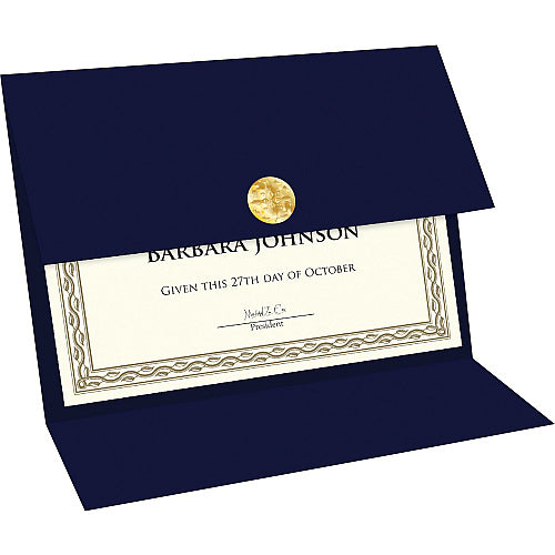 FranklinCovey Geographics Recycled Certificate Holder Navy - 30% Recycled - 5 / Pack (GEO47837)