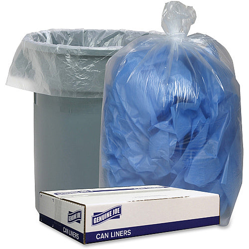 Genuine Joe Clear Low Density Can Liners 56 gal Capacity - 47" Length x 43" Width x 1.10 mil (28 Micron) Thickness - Low Density - Clear - Recycled - 100 / Carton (GJO29128)