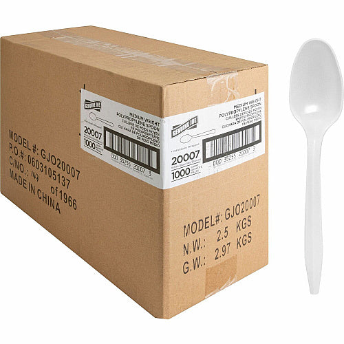 Genuine Joe Individually Wrapped Spoon 1 Piece(s) - Spoon - 1 x Spoon - Disposable - White - 1000 / Carton (GJO20007)