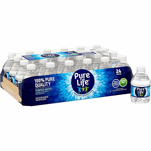 Pure Life Purified Bottled Water Ready-to-Drink - 8 fl oz (237 mL) - 24/Carton (194627PL)