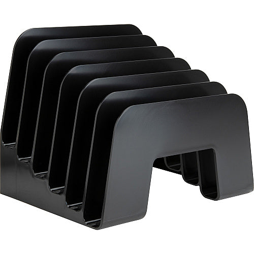 Business Source 6-slot Inclined Desk Step Sorter 6 Compartment(s) - 6.50" Height x 8" Width x 7.75" Depth - Desktop - 25% Recycled - Black - Plastic - 1 Each (BSN11875)