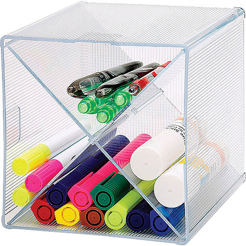 Business Source X-Cube Storage Organizer 4 Compartment(s) - 6" Height x 6" Width x 6" Depth - Desktop - Clear - 1 Each (BSN82979)