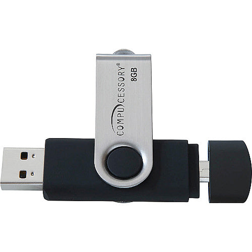 Compucessory 8GB USB 2.0 Flash Drive 8 GB - USB 2.0 - Silver, Black - 1 Year Warranty - 1 Each (CCS26470)