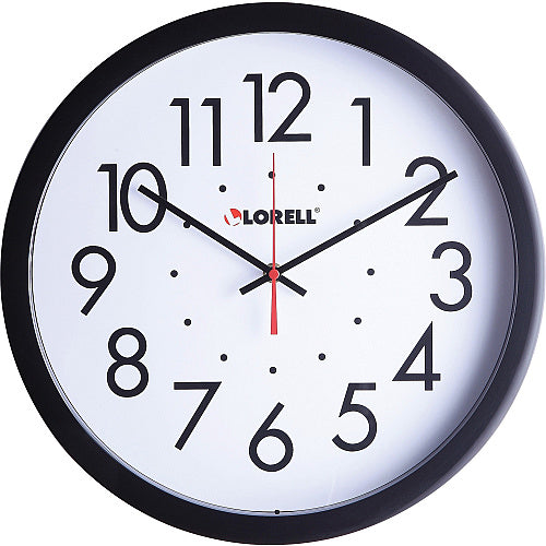 Lorell 14-1/2" Self-Set Wall Clock Analog - Quartz - White Main Dial - Black Case (LLR61009)
