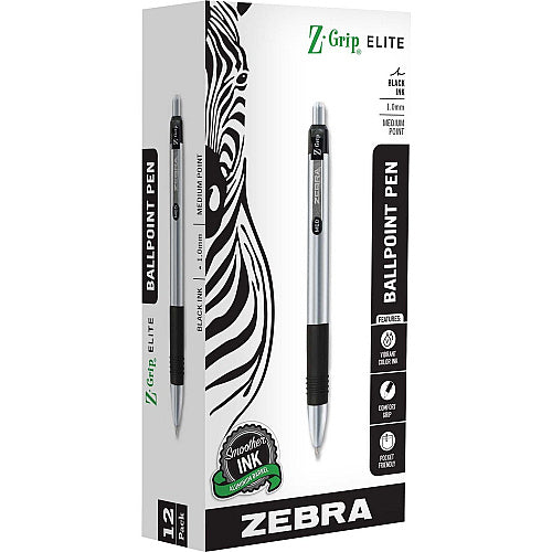 Zebra Z-Grip Elite Metal Retractable Ballpoint Pen (ZEB27010)
