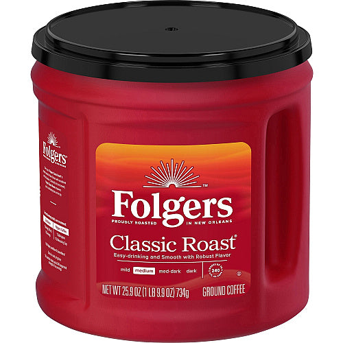 Folgers® Ground Classic Roast Coffee Medium - 25.9 oz Per Canister - Ground - Classic Roast - 1 Each (FOL30407)