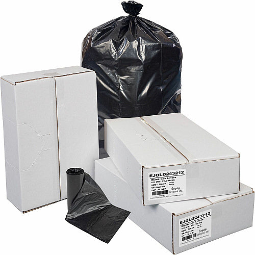 Genuine Joe Everyday Low-Density Can Liners, 16 gal, 1 mil, 24 x 32 in, Black, Recycled, 500/Carton (LD243212)