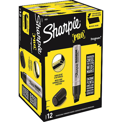 Sharpie Magnum Permanent Markers Bold Chisel, Extra Wide Marker Point - Black Ink - Felt Tip - 1 Each (SAN44001A)