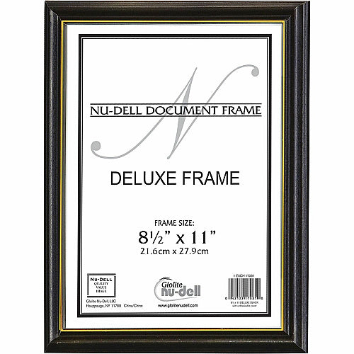 nudell Document Frame 8.50" x 11" Frame Size - Vertical, Horizontal - Unbreakable, Hanger - Plastic, Wood - Wood Grain, Black - 1 Each (NUD 17081)