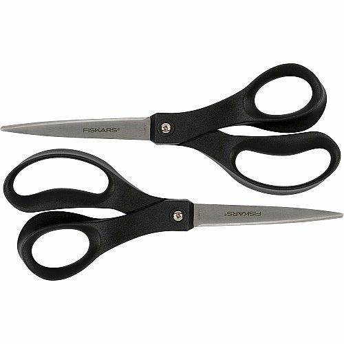 Fiskars Recycled All-purpose Scissors Stainless Steel - Straight Tip - Black - 2 / Pack (1067261)