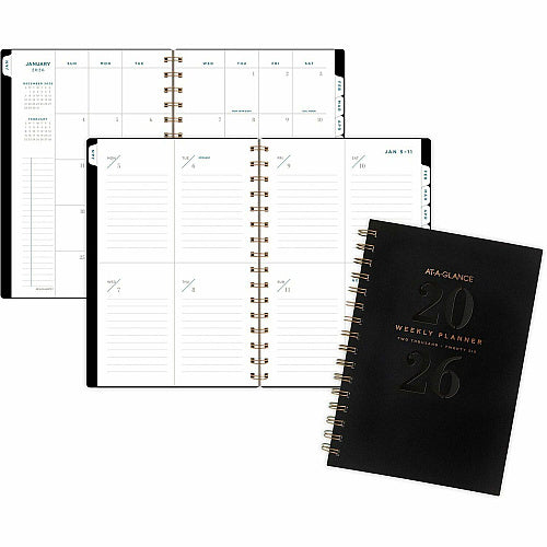 At-A-Glance Signature Lite Weekly Monthly Planner Small - Monthly, Weekly - 12 Month - January 2026 to December 2026 - 1 Week, 1 Month Double Page Layout - 5 1/2" x 8 1/2" Sheet Size - White Sheet (AAGYP200L05)
