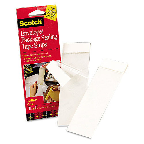Scotch Envelope/Package Sealing Tape Strips, 2" x 6", Clear, 50/Pack (MMM3750P2CR)