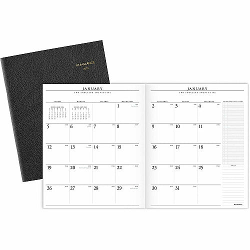 At-A-Glance Executive Padfolio Refill for 70-290 Large - Julian Dates - Monthly - 13 Month - January 2026 to January 2027 - 1 Month Double Page Layout - 9" x 11" Sheet Size - White Sheet - Stapled - White - Paper - Bleed Resistant - 1 Each (AAG7090910)
