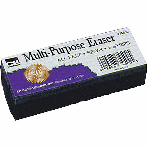 CLI Multi-Purpose Eraser 2" Width x 5" Length - Washable - Black - Felt - 1 Each (LEO74500)