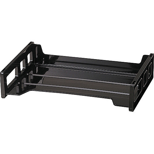 Officemate Side-Loading Desk Tray 2.75" Height x 13.18" Width x 9" Depth - Desktop - Stackable, Durable, Non-stick, Portable, Carrying Handle - Black - 1 Each (21002)