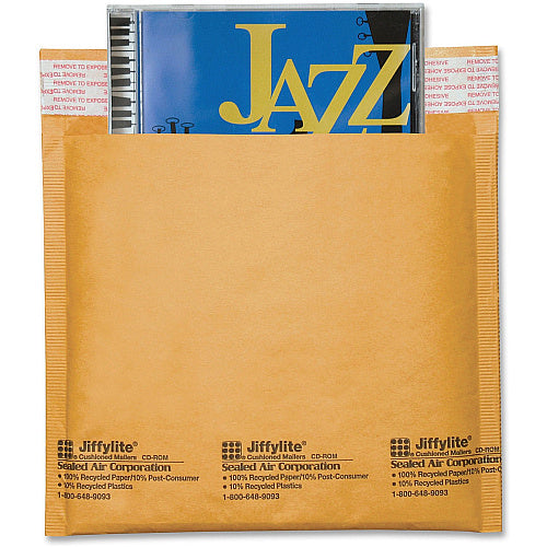 Sealed Air Jiffylite CD/DVD Mailers CD/DVD - 7 1/4" Width x 8" Length - Peel & Seal - Satin Gold - Kraft - 25 / Carton (SEL44169)