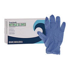 BOARDWALK Disposable General-Purpose Nitrile Gloves, Large, Blue, 4 mil, 100/Box 100/CS (BWK380LBXA)