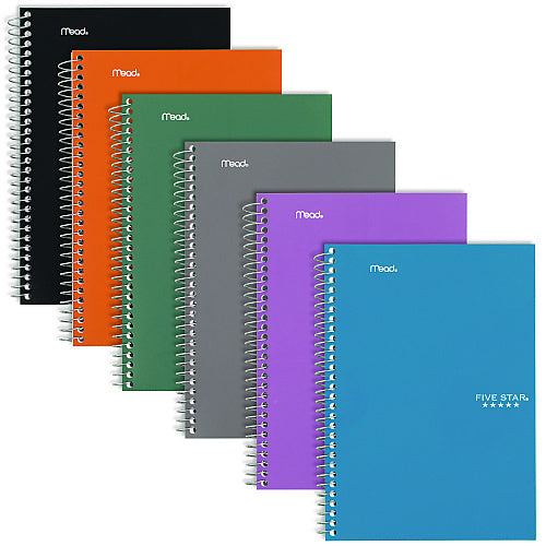 Five Star Wirebound Notebook, 2-Subject, Medium/College Rule, Randomly Assorted Cover Color, (80) 9.6 x 6 Sheets (MEA840029)