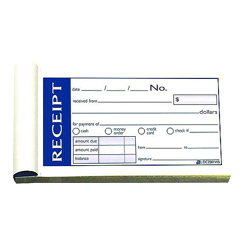 Adams Write 'n Stick Receipt Book, Two-Part Carbonless, 4.88 x 2.75, 50 Forms Total (DC2501WS)